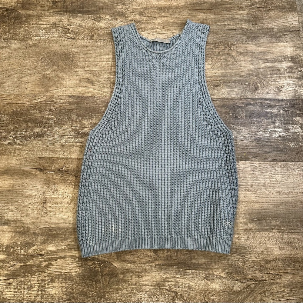 Vince Italian Waffle Knit Sweater in Blue (C)